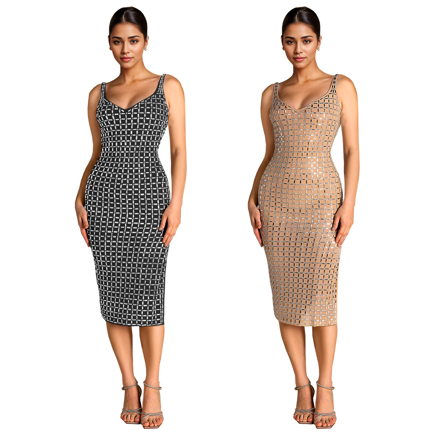 C7219 Aliexpress transfronterizo amazon ropa de moda europea y americana de mujer sexy de espalda descubierta perforación caliente cinturón vestido de brazo image 5