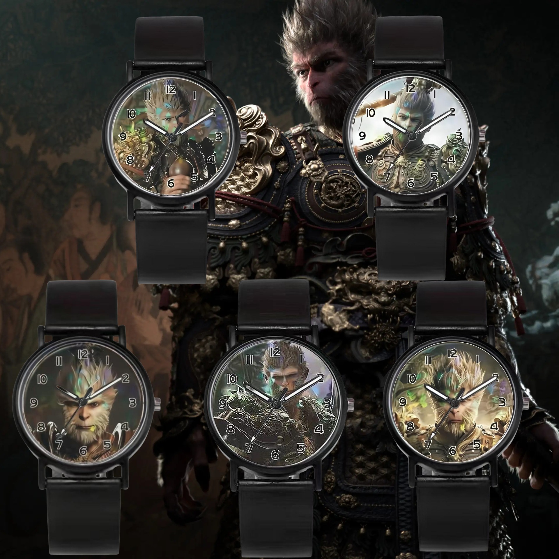 Game Black Goku Mobile Game Quartz Watch Student Model Children's Watch Primary and Secondary School Student Exam Watch Black Myth