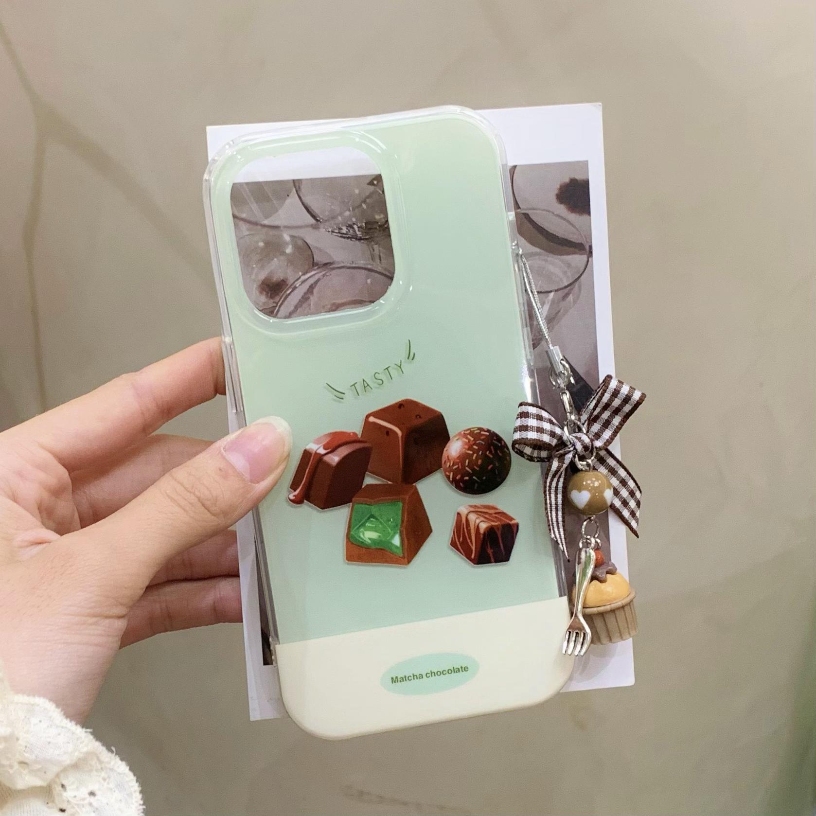 Chocolate simple de nicho para Apple 16ProMax funda para teléfono móvil 15Pro Colgante 14/13 Fresco 15PM