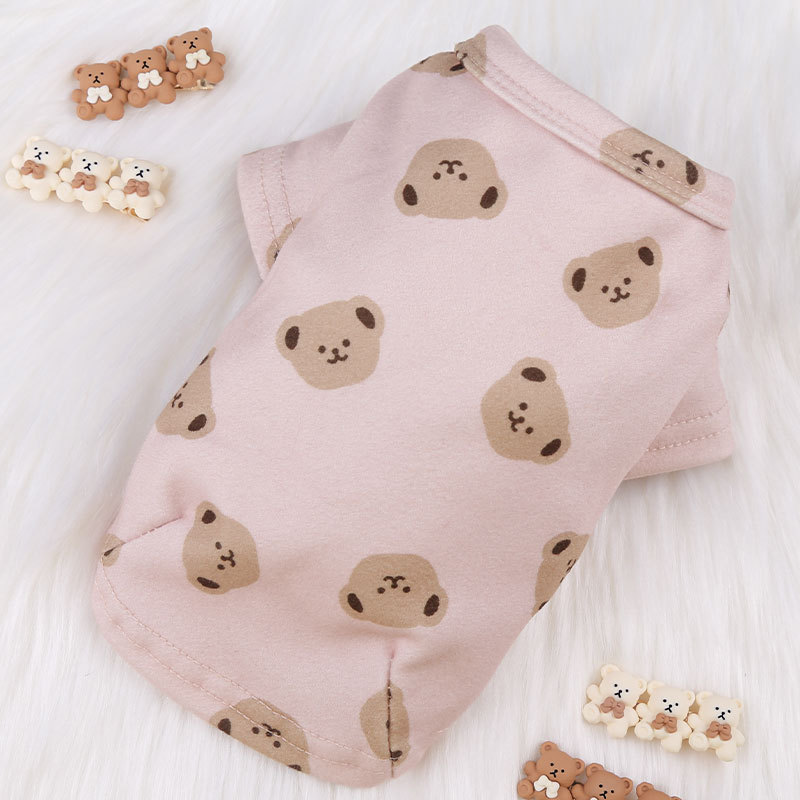 Ropa para perros y gatos otoño e invierno camisa de fondo para gatos oso ropa para mascotas de terciopelo de doble cara suministros para perros pequeños y medianos
