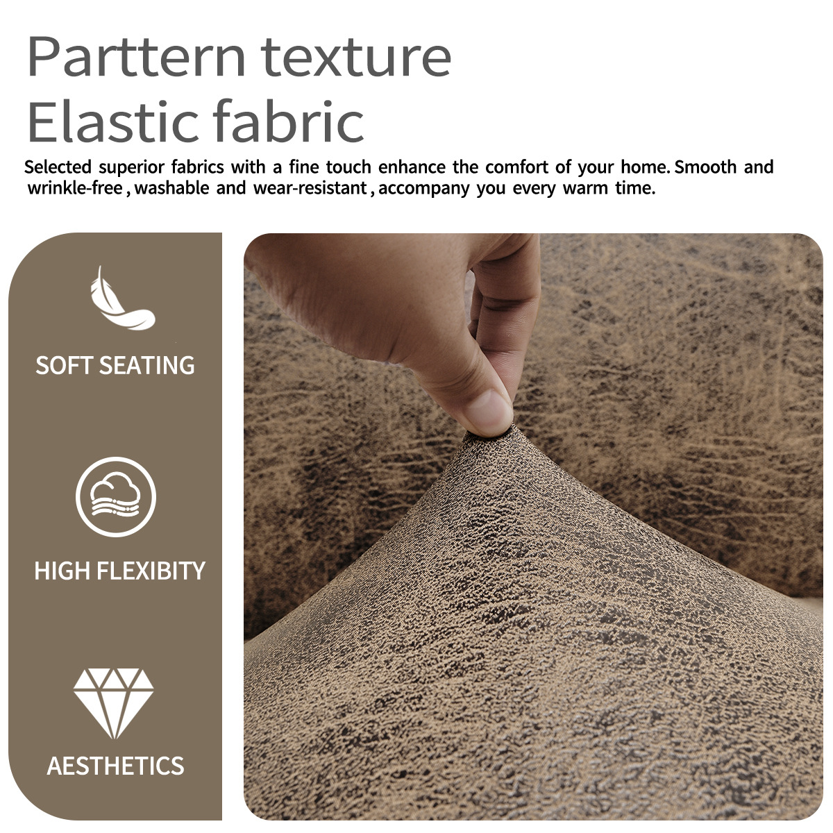 Amazon transfronterizo elástico esmerilado imitación PU cubierta de silla impermeable Retro sensación hotel cubierta de silla a prueba de polvo TEMU