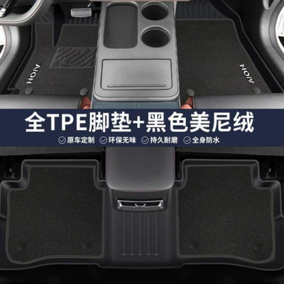 Automotive Interior Accessories, Avtomobil döşəmə paspasları - black-double-layer-stain-resistant-model-original-grade-tpe-floor-mats-meni-velvet-aion-yplus-ready-stock-and-direct-delivery