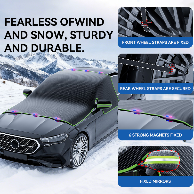 Car windshield snow cover, Oxford cloth snow shield, winter car half cover, anti-freeze and anti-frost cover, snowproof car cover