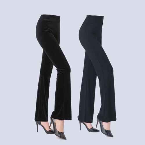 Women's Body Shaping Formal Pants Dance Pants Modal Micro-Angle Big Bellows Practice Pants Gold Velvet with Lace Bellows Pants