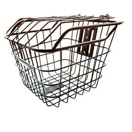 电动车车筐黑色车筐电瓶车车篓筐电单车篮铁蓝前筐带盖配件