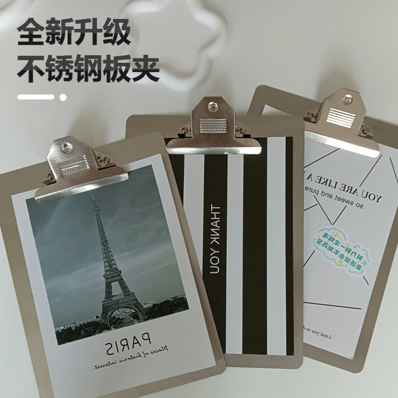 금속 스테인레스 스틸 A4 보드 클립 쓰기 보드 폴더 호텔 메뉴 보드 빌 패드 보드 사무실 문구 보드 클립
