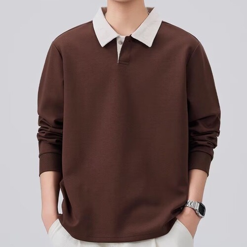 Advanced Retro Color Block Hooded Sweatshirt for Men, Casual Loose Collar Top, Korean Style Trendy Long-Sleeve Polo Shirt