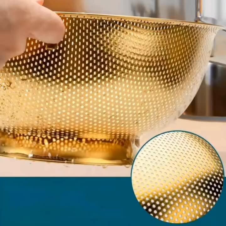 国境を越えて熱売家庭用の方耳帯ベース洗浄米ふるい野菜円形水たまり304網ふるいセット|undefined