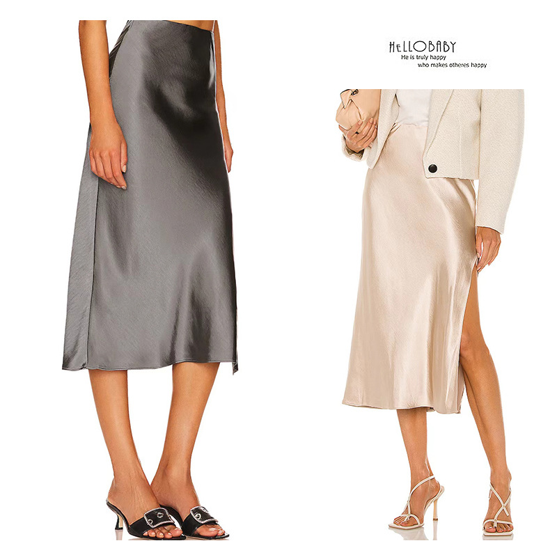 半身裙女夏季中長款顯瘦垂感開叉職業氣質a字裙通勤風高腰西裝裙