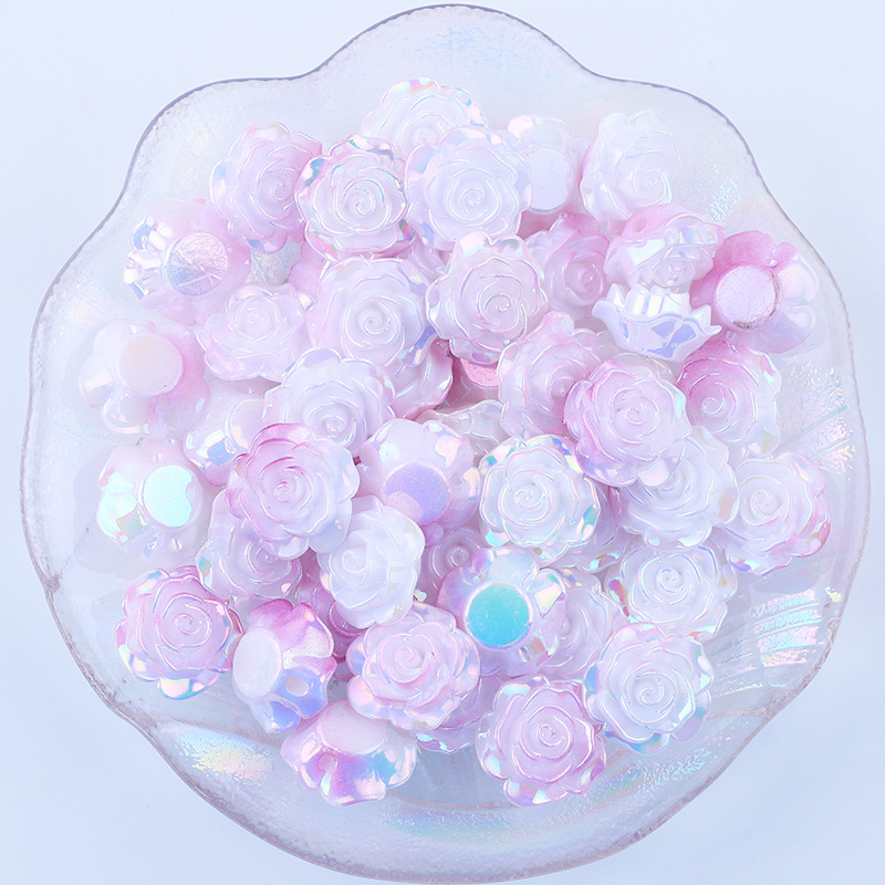 AB galvanoplastia agujero medio color rosa DIY crema pegamento accesorios de resina horquilla pequeña joyería material al por mayor