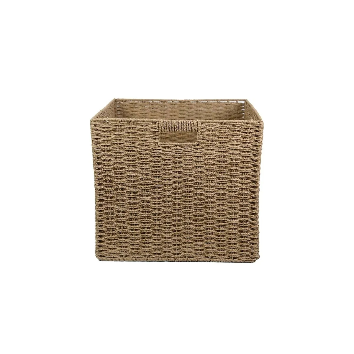 Camel three-button hand rattan storage basket 29*29*29cm