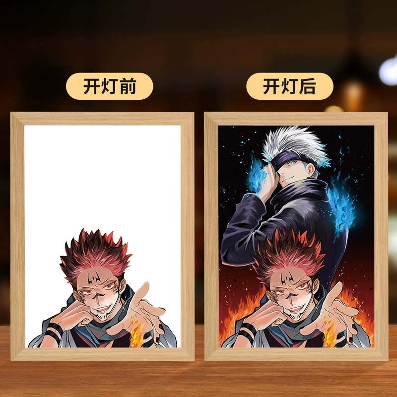 2D световой бокс-ночная лампа, дизайны Jujutsu Kaisen, смена цвета в 3 оттенка, 22×17×4.5 см