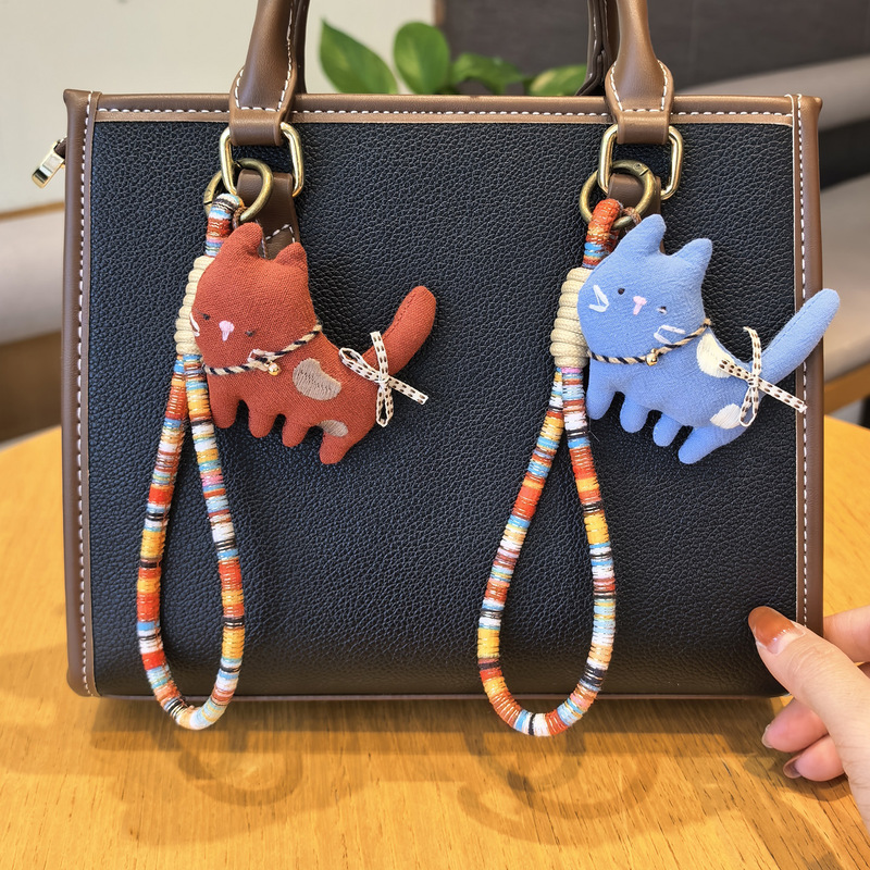 Japanese-Style Cute Cartoon Handmade Fabric Cat Keychain Versatile Bag Accessory Creative Hanging Decoration Gift Wholesale Japanese-Style Cute Cartoon Handmade Fabric Cat Keychain Versatile Bag Accessory Creative Hanging Decoration Gift Wholesale