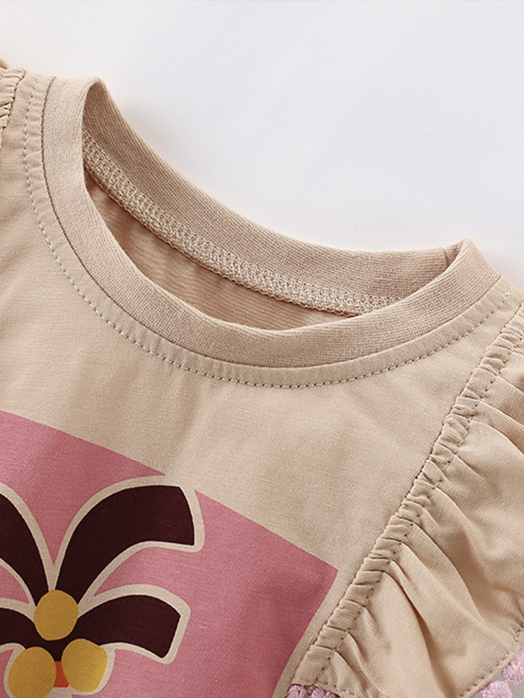 Malwee niña manga corta verano nuevo estilo europeo y americano niños pequeños y medianos cuello redondo camiseta linda niña casual top