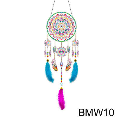 Transfronteriza venta caliente pintura de diamantes alrededor de la red de dreamcatcher DIY pintura de diamantes colgar adornos de diamantes brillantes artesanía pintura de diamantes al por mayor
