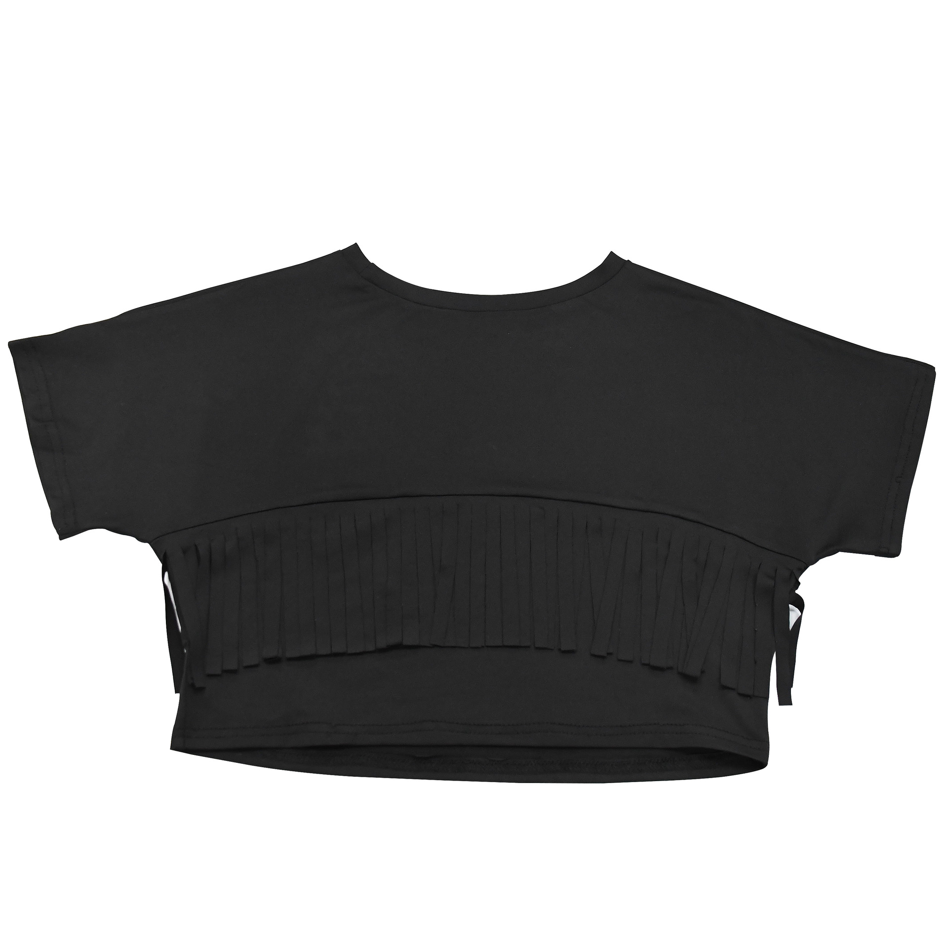 Women Wear Solid Color Tassel Round Neck Short Sleeve Two Piece Set