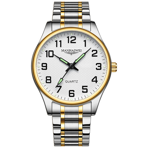 New imported movement quartz watch men's steel belt women's watch wholesale middle-aged and elderly waterproof watch couple Ditz