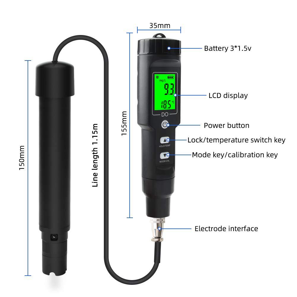 portable Dissolved oxygen meter concentration Tester 0.0-40.0mg/L number DO Analyzer DO9100