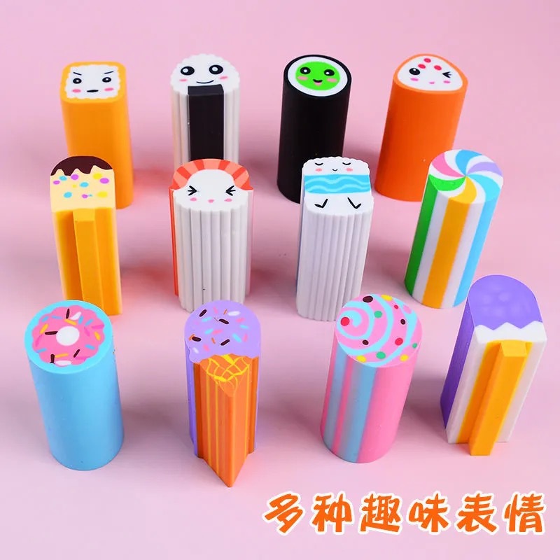 Qihao corte borrador lindo juguete sushi postre fútbol forma borrador Escuela Primaria estudiante Premio sin escombros