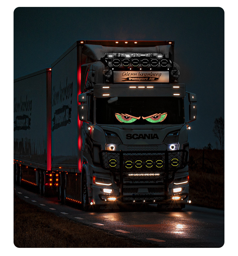 Cross-Border Automotive Dynamic Devil's Eye Led Warning Light Truck Vehicle Eye Light Dynamic Display Light