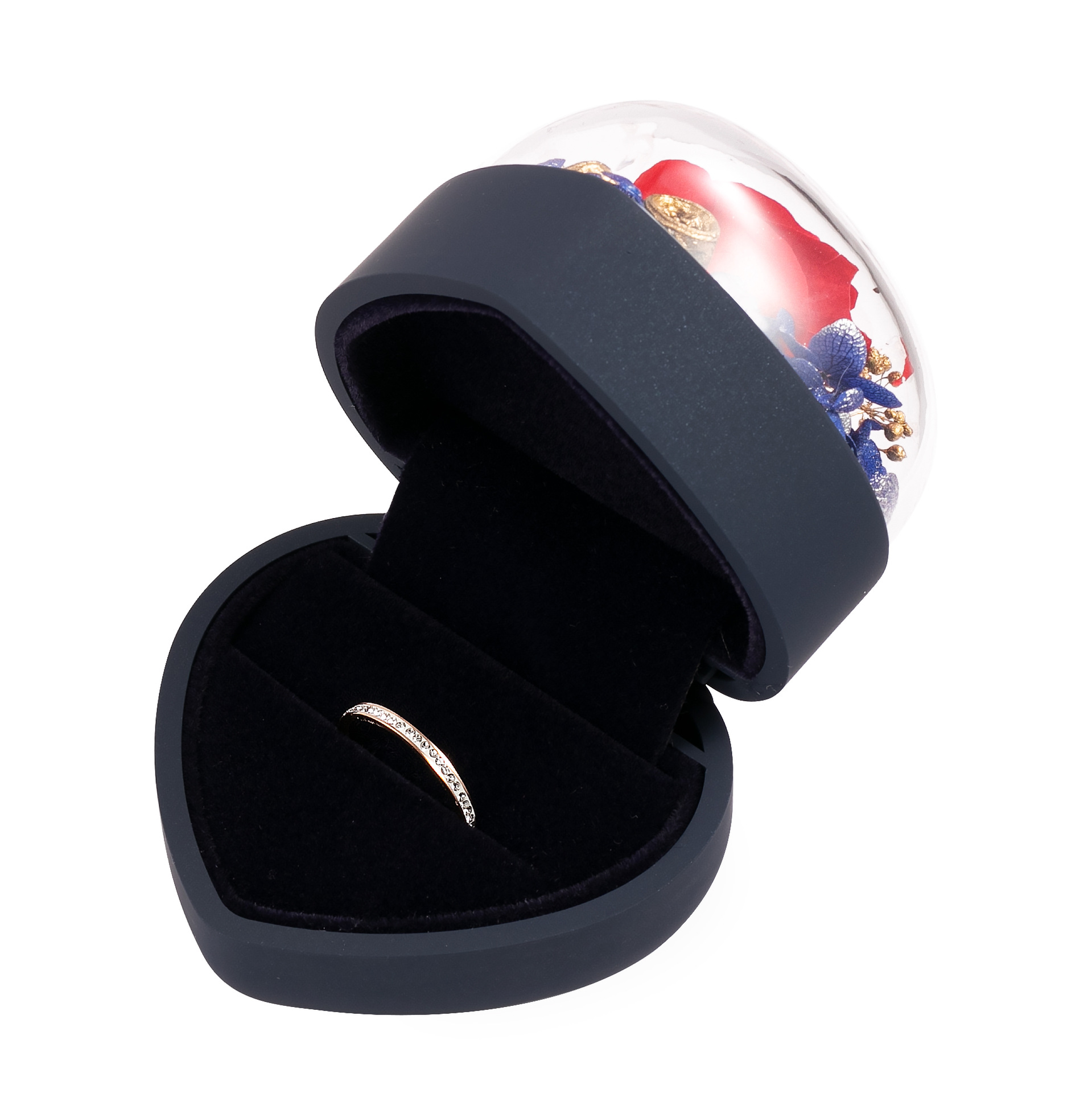 迷你翻盖戒指盒小心形永生花礼盒浪漫情人节礼盒新年礼盒求婚圣诞