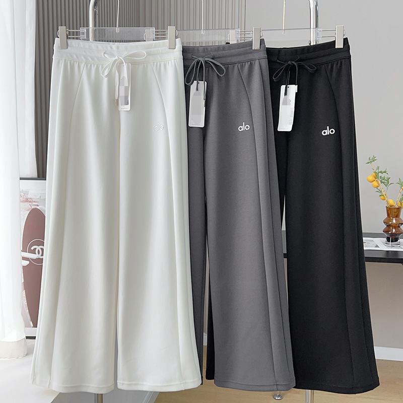 Cross-Border 2026 Summer Alo Yoga Pants for Women, Sports Casual High-Waisted Straight Loose Wide-Leg Versatile Slimming Long Pants