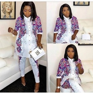 Cross-border African women's suit twist Rome digital printing hot drill fashion casual suit factory spot direct sales
