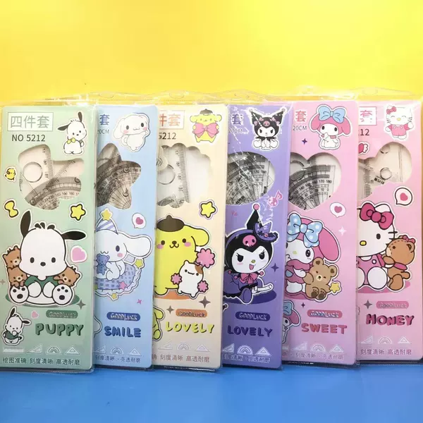 Sanrio, ruler, set, 4 piece set