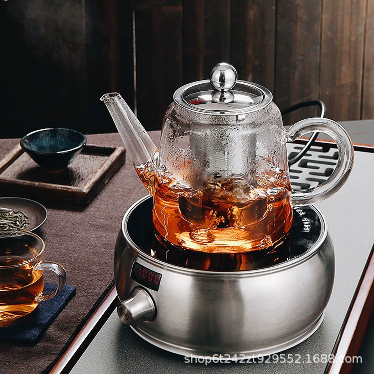 Glass teapot, flavored tea, tea set, capacious cigarette holder, increased thickness