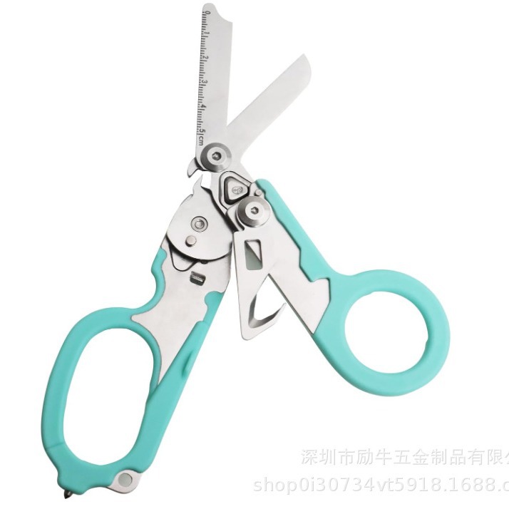 ✅跨境户外多功能救援剪刀易收纳可折叠6合1猛禽多功能钳