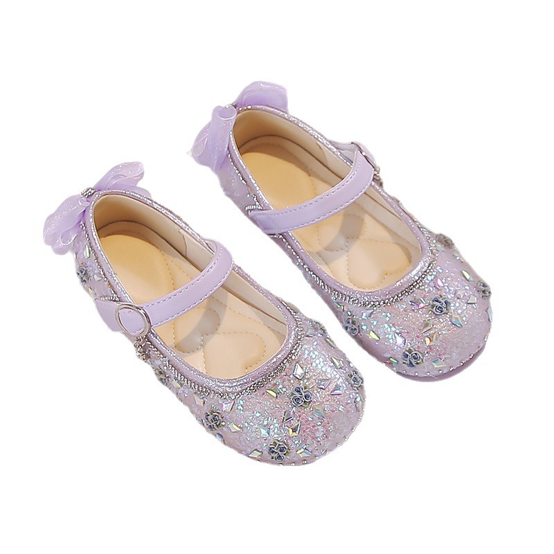 Zapatos de princesa de niñas 2026 primavera y verano nuevos zapatos de cristal para niños zapatos de cuero suaves zapatos de niños mayores zapatos Mary Jane Leaf image 6