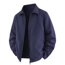 秋装夹克男春秋季2025薄款宽松百搭休闲透气翻领中老年爸爸装外套