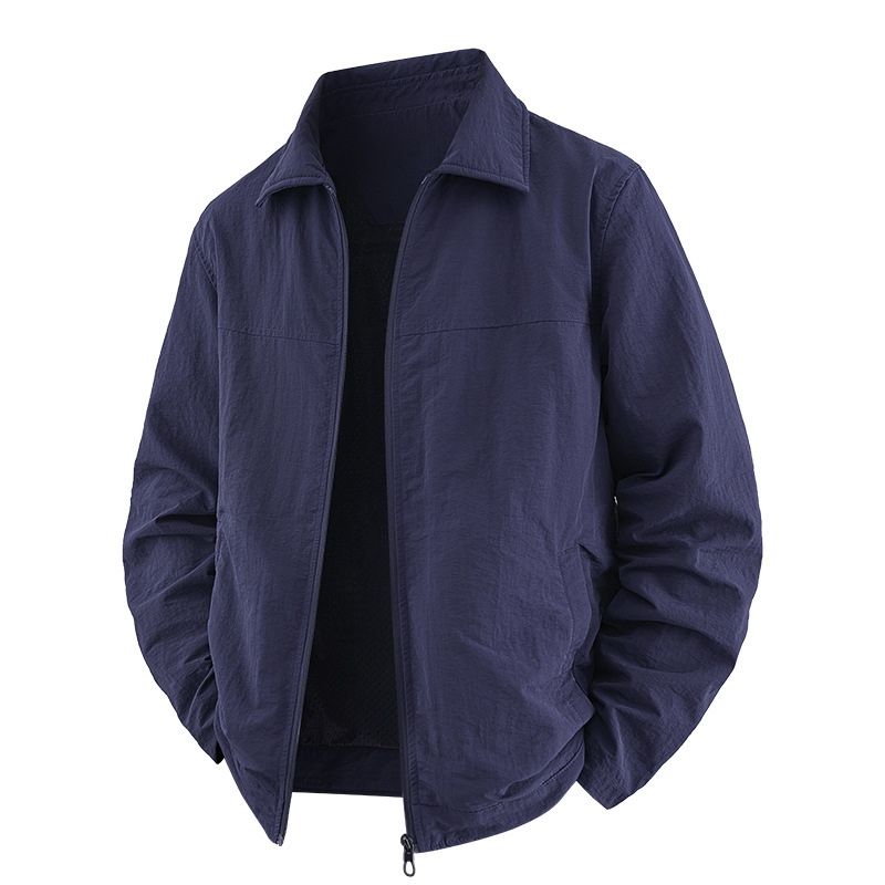 Chaqueta de otoño para hombres primavera y otoño 2025 delgada suelta multifacé casual con solapa transpirable de mediana edad con chaqueta de papá