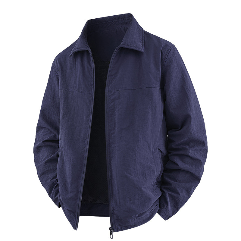Autumn Jacket Men's Spring and Autum 2025 Thin Loose Versatile Casual Breathable Lapel Middle-Aged and Elderly Dad Jacket