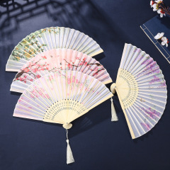 新中国式流蘇復古扇風機夏携帯国風花卉扇風機古風漢服ダンス道具
