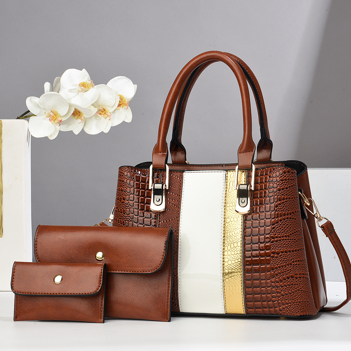 Nuevo Taizhou piel brillante estampado de piedra multi-pieza bolsos de gran capacidad bolsos de mano bolsos de hombro de mujer