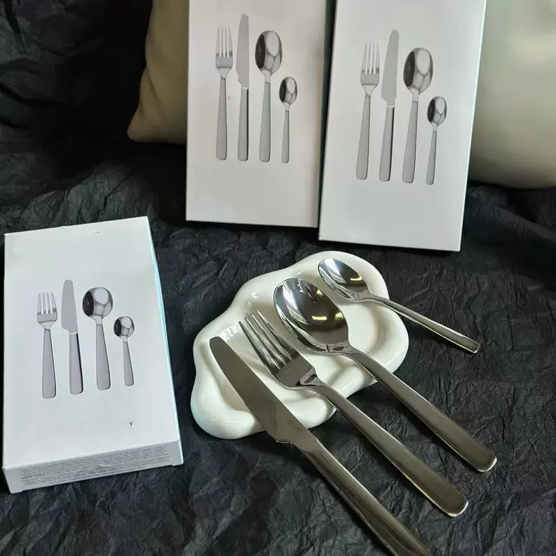 Tableware stainless steel, durable set for hotel, simple and elegant design, increased thickness