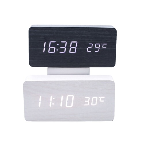 Creative Multifunction Sound Control Wooden Clock Home Simple Wood Clock Multifunction Student Gift Electronic Clock