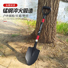 户外多功能兵工铲铁锹锰钢加厚铲子工具车载锯齿全钢铲挖土小铁铲