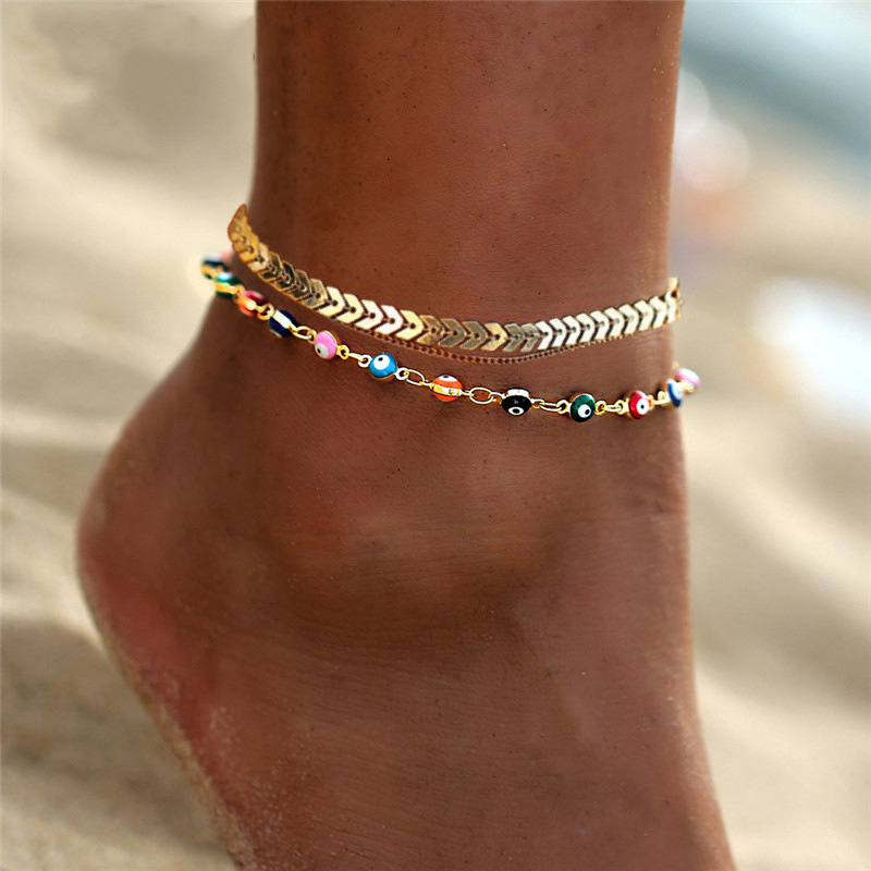 Vacation Devil's Eye Butterfly Alloy Plating Anklet display picture 1