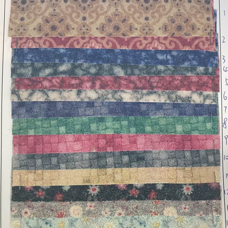 新款移门软包皮革面料 绣花硬包皮料 表面带亮片pvc皮装饰革