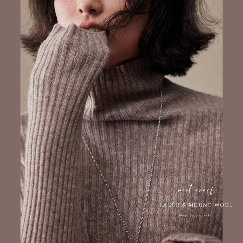 Lagur Milk Tea Color Series! Thickened 100% Merino Wool High-Neck Base Layer Loose Sweater for Women in Winter