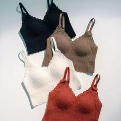 フランス式3d一体式保温ベスト女性秋冬快適秋冬ストラップレース美背下着と胸パッド