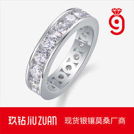 外贸时尚S925银戒指女不掉色 轻奢个性风跨境热销莫桑石浑身戒子