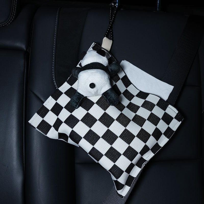 Car tissue box/set, Biqi Bixing Creative Hanging Car - black-white-spots-panda