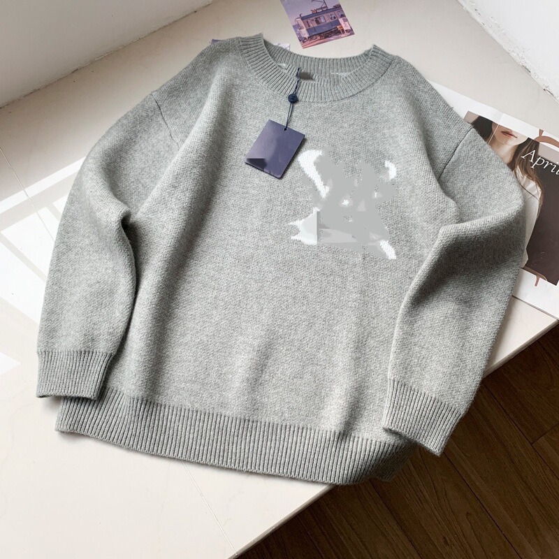 Cross-Border New Autumn and Winter High-Quality L-Size Long-Sleeve Knit Sweater, Unisex Round Neck Loose Solid Color 1St Generation Wholesale