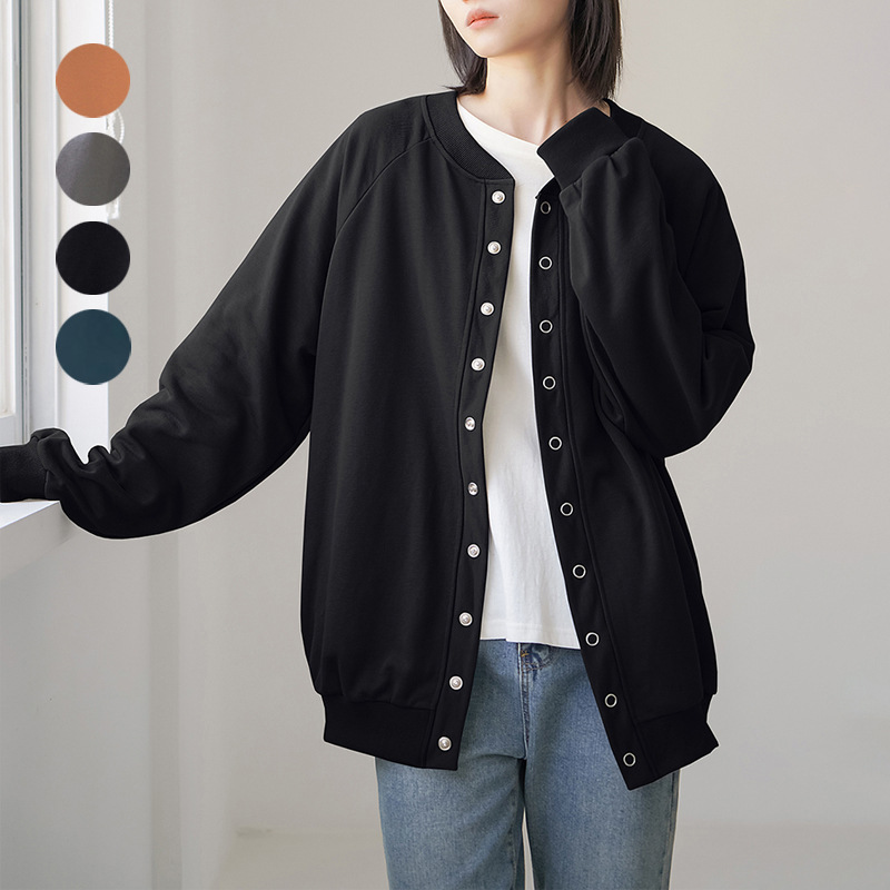 Real Shot of Japanese and Korean New Products: Cross-Border Spring and Autumn Thickened Women's Loose Oversized Mid-Length Sweatshirt with Pockets