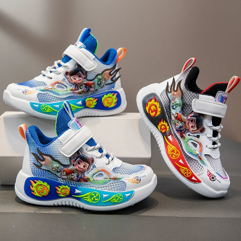 Детская сетчатая обувь для мальчиков спортивная обувь летняя новая дышащая одиночная сетка обувь папы мультфильм мягкая подошва баскетбольная обувь мальчика