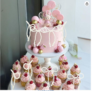 Cross-Border Hot-Selling Handmade Jewelry Pearl Butterfly Knot Wedding Birthday Cake Floral Accessories DIY Handmade Jewelry