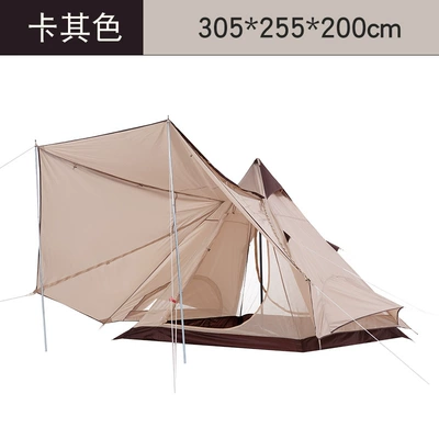 Çadırlar Outdoor Thickened Rainstorm Camping - four-sided-khaki-1128-spire-5-8-people-need-to-build
